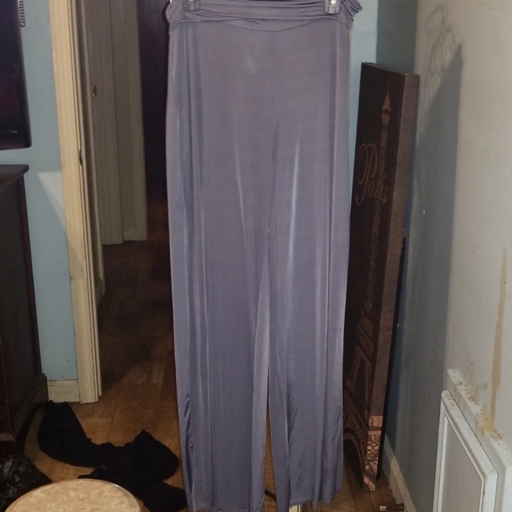 Sz XL  Charcoal Gray silky palazzo pants like new